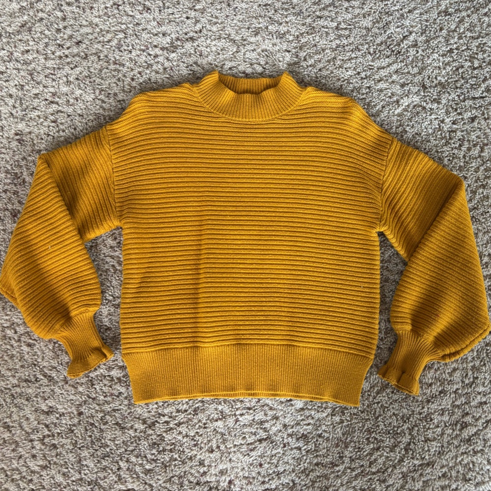 Skies Are Blue Mustard Mock Neck Sweater